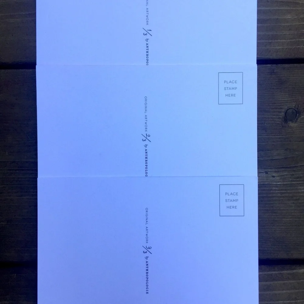 Anthropologie Mini Art Prints Original Abstract Artwork Postcards , SET OF 3